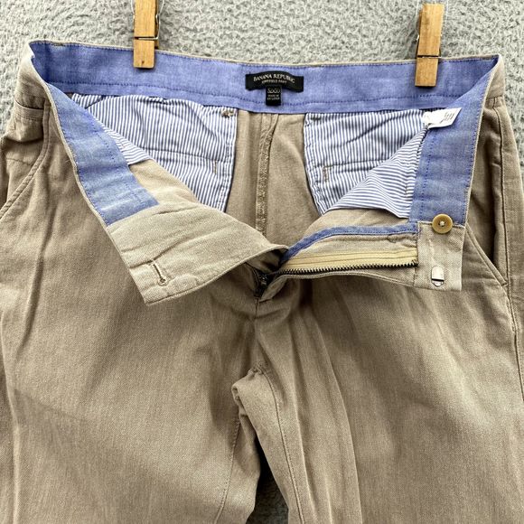 Banana Republic Pants Adult 32X30 Beige Kentfield Cotton Slacks Chino Preppy Men - Picture 7 of 13